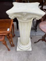 A RESIN CORINTHIAN COLUMN STYLE PEDESTAL