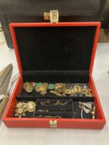 A BOX OF ASSORTED COSTUME JEWELLERY