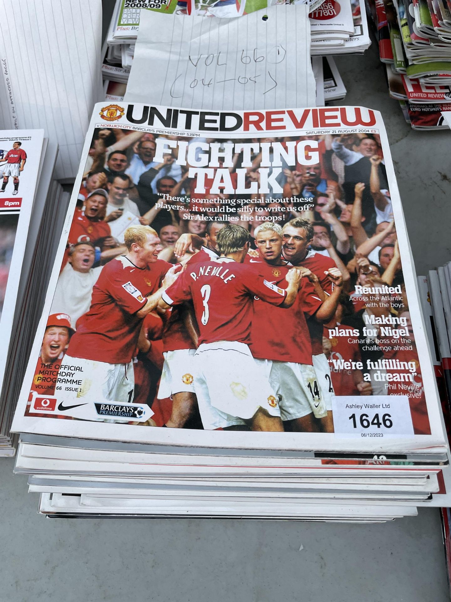 A BELIEVED COMPLETE SET OF MANCHESTER UNITED PROGRAMMES FROM THE 2004-2005 SEASON