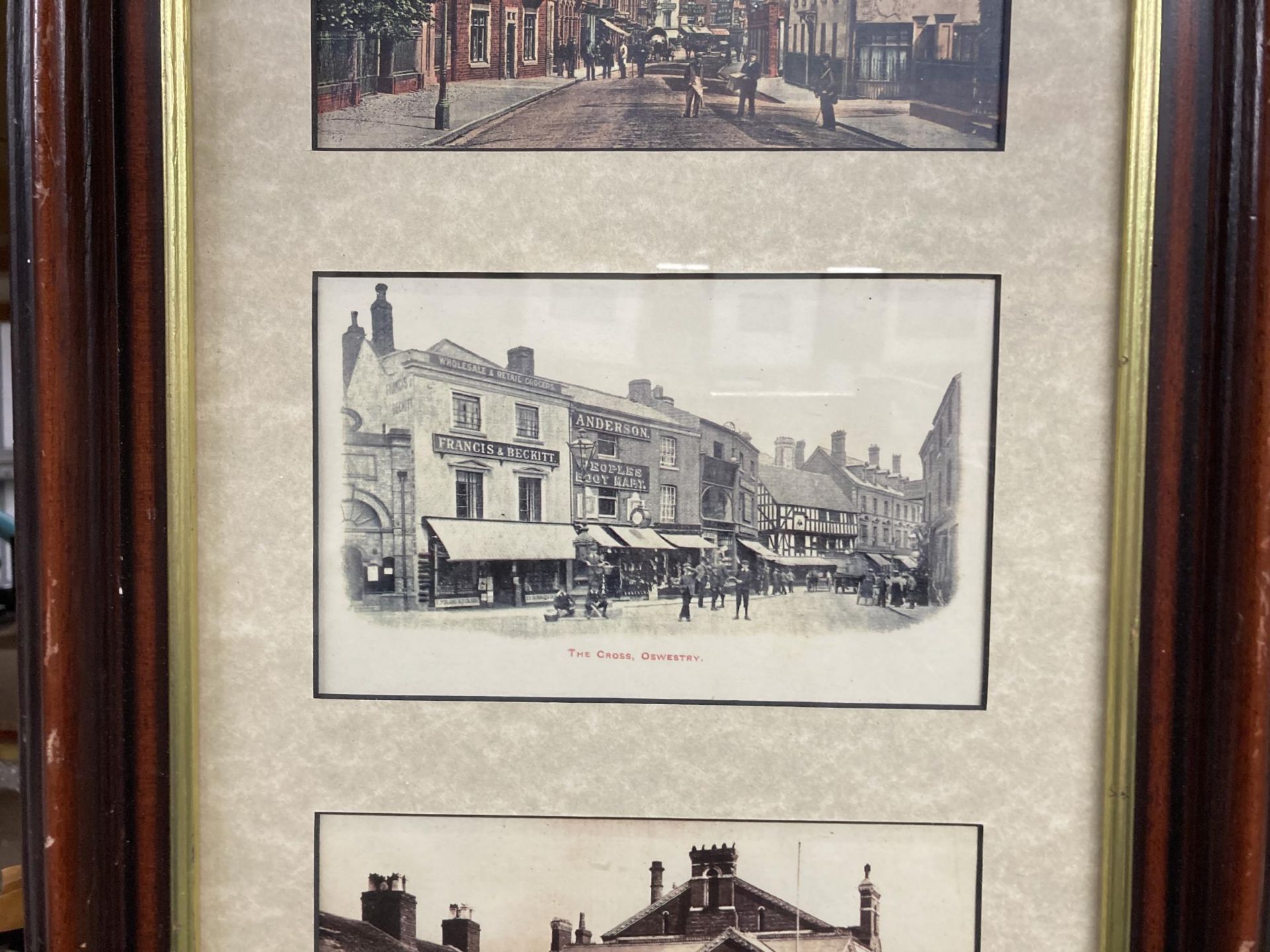 TWO FRAMED MONTAGES OF PHOTOGRAPHIC PRINTS OF VINTAGE OSWESTRY - Image 3 of 4