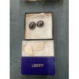 TWO VINTAGE PAIRS OF EARRINGS TO INCLUDE CREAM BAKELITE EXAMPLES IN LIBERTY BOX