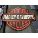 A LARGE CAST HARLEY DAVIDSON ADVERTISING SIGN, 34CM X 26CM