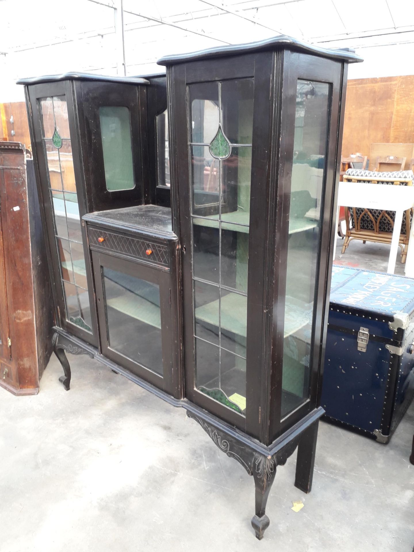 A LATE VICTORIAN EBONISED DISPLAY CABINET, 48" WIDE - Image 2 of 2
