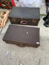 TWO VINTAGE LEATHER TRAVEL CASES
