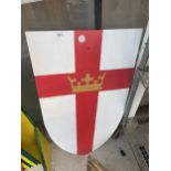 A WOODEN HAND PAINTED GEORGES CROSS PLAQUE