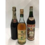 THREE MIXED BOTTLES - BULMER AND CO 1957, MARTINI SWEET VERMOUTH AND OLD ENGLISH PUNCH