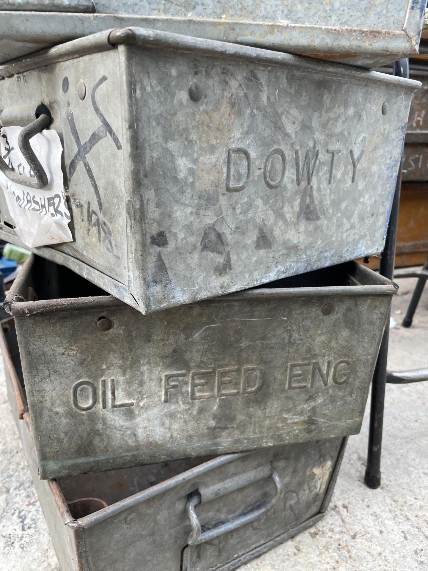 FOUR VINTAGE GALVANISED STORAGE BOXES - Image 3 of 3