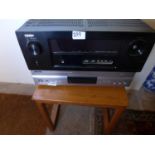 A DENON AVR - 2313 RECEIVER, POWER CABLE AND REMOTE CONTROL, YAMAHA AUDIO/VIDEO SA - CD PLAYER,
