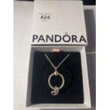 A PANDORA NECKLACE AND PENDANT IN A PRESENTATION BOX