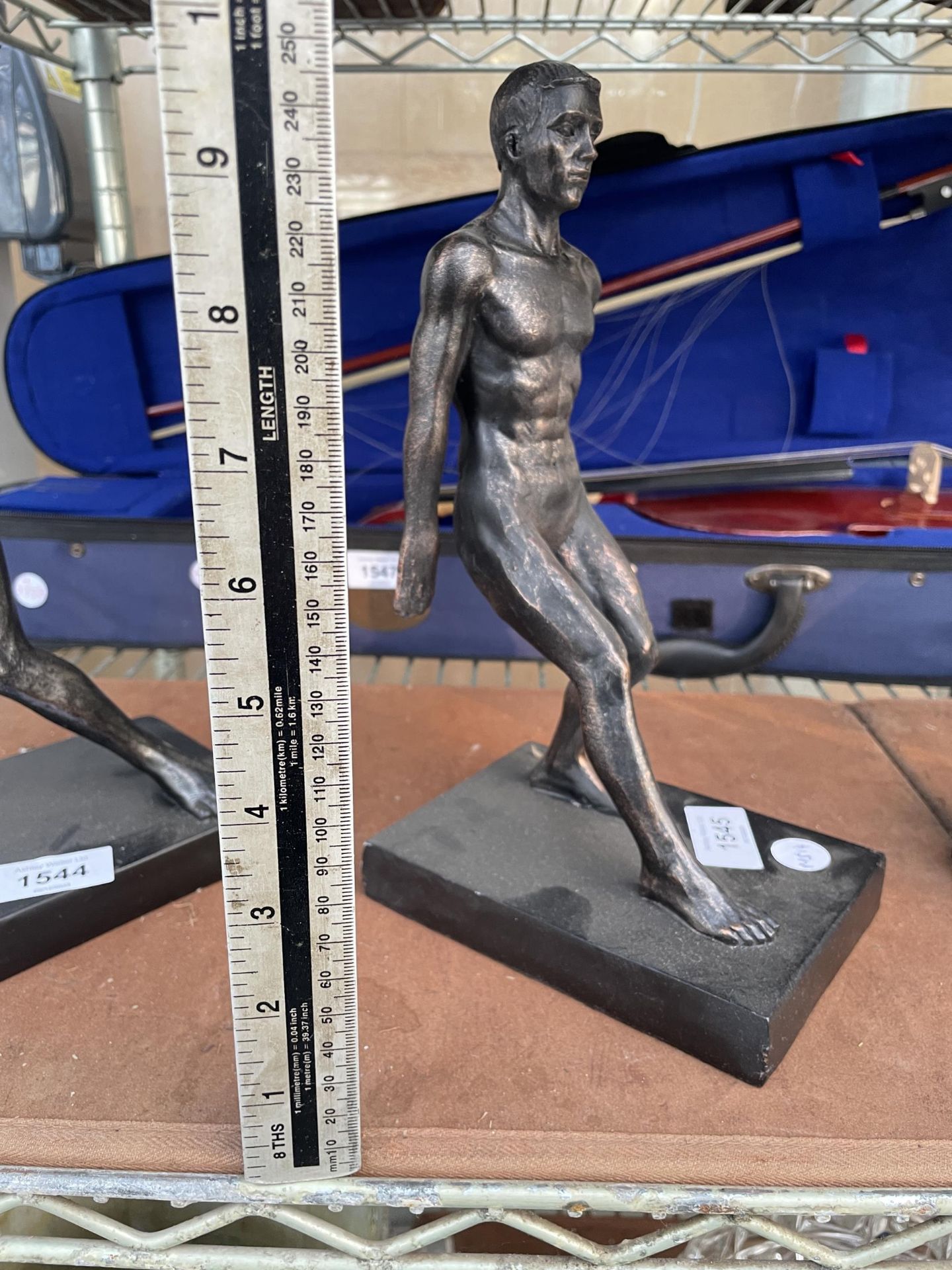 A SPELTER FIGURE OF A MALE - Image 2 of 2