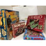 A QUANTITY OF GAMES TO INCLUDE HUNGRY HIPPOS, OTHELLO, SCORE FOUR, NODDY HOOP-LA, ETC