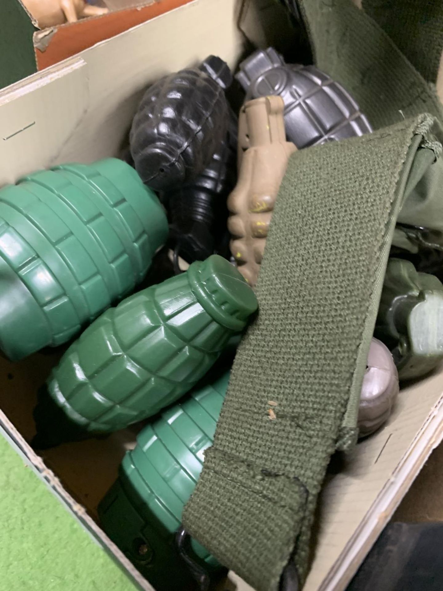 A QUANTITY OF TOY GRENADES PLUS A WEBBING BELT - Image 2 of 2