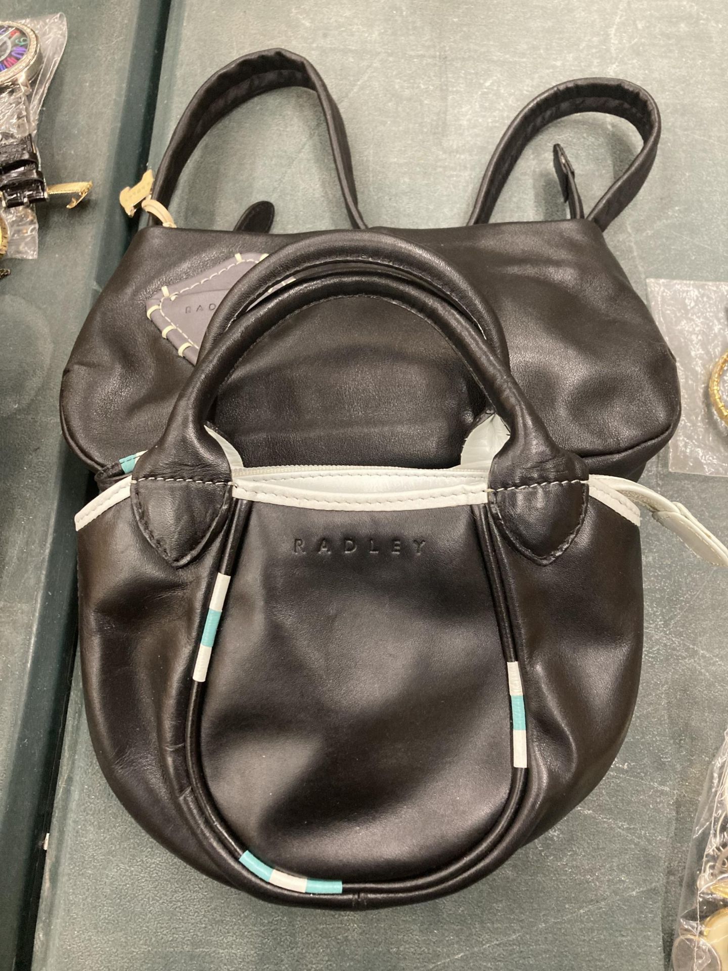 TWO RADLEY BLACK LEATHER LADIES HANDBAGS