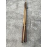 NINE VARIOUS WOODEN SNOOKER CUES