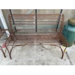 A DECORATIVE STEEL THREE SEATER GARDEN BENCH (L:123CM)