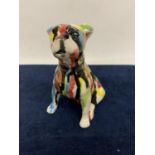 AN ANITA HARRIS HAND PAINTED AND SIGNED IN GOLD FUSION SPLASH STAFFY DOG
