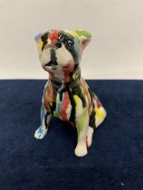 AN ANITA HARRIS HAND PAINTED AND SIGNED IN GOLD FUSION SPLASH STAFFY DOG