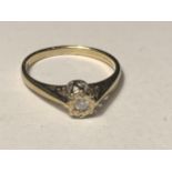 A 9 CARAT GOLD RING WITH DIAMOND SOLITAIRE SIZE K