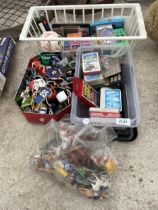 AN ASSORTMENT OF TOYS AND GAMES TO INCLUDE TOP TRUMPS AND ANIMALS ETC