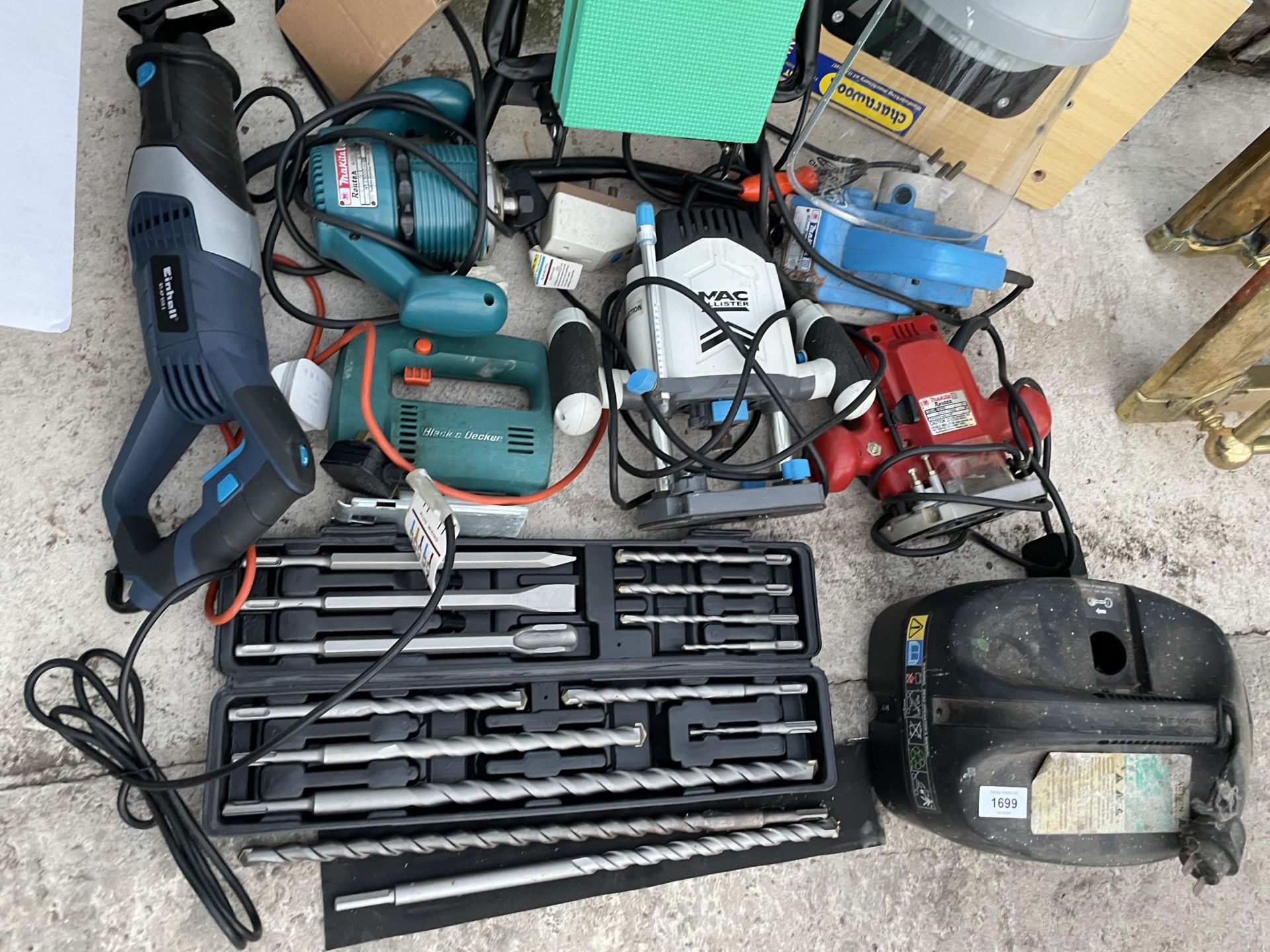A LARGE QUANTITY OF TOOLS TO INCLUDE A MACALLISTER ROUTER, MAKITA ROUTER AND AN EINHILL - Image 2 of 4
