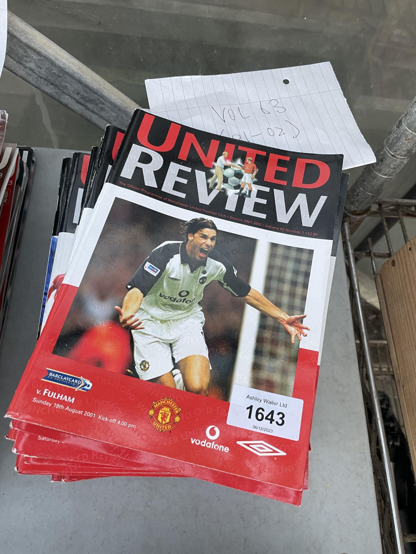 A BELIEVED COMPLETE SET OF MANCHESTER UNITED PROGRAMMES FROM THE 2001-2002 SEASON
