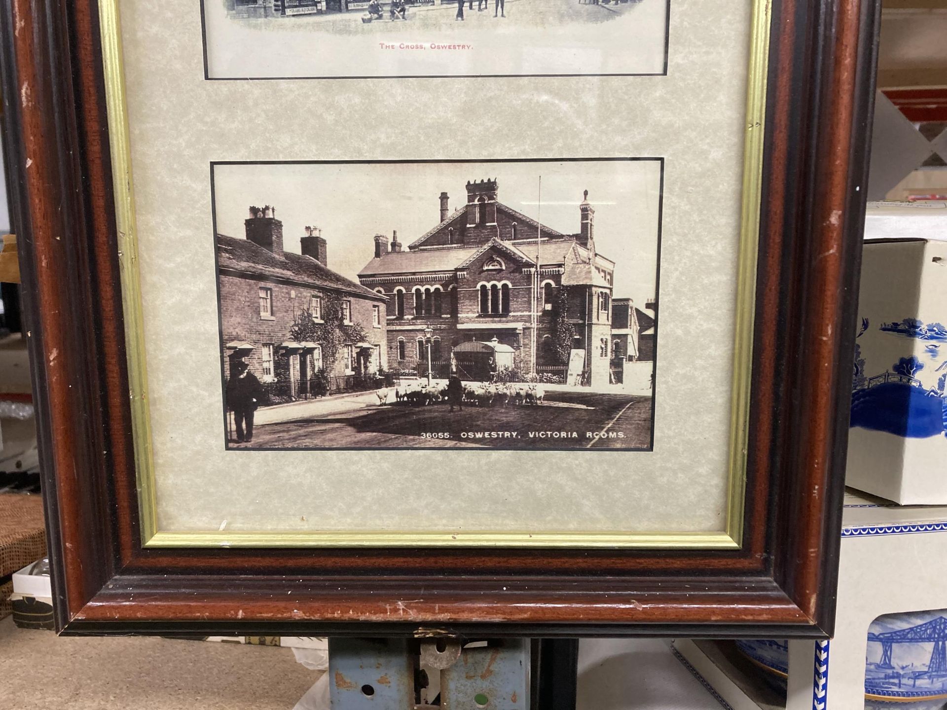 TWO FRAMED MONTAGES OF PHOTOGRAPHIC PRINTS OF VINTAGE OSWESTRY - Image 2 of 4
