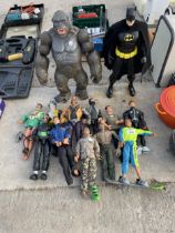 A LARGE ASSORTMENT OF ACTION FIGURES TO INCLUDE SEVERAL ACTION MEN ETC