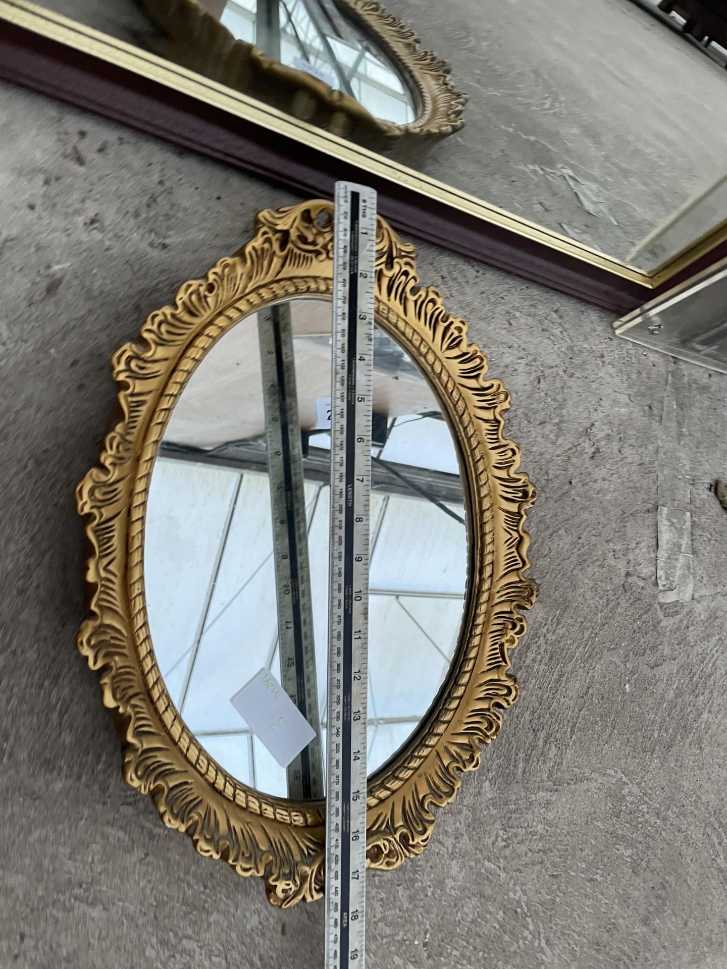 AN OVAL GILT FRAMED WALL MIRROR AND WOODEN FRAMED MIRROR - Image 7 of 7