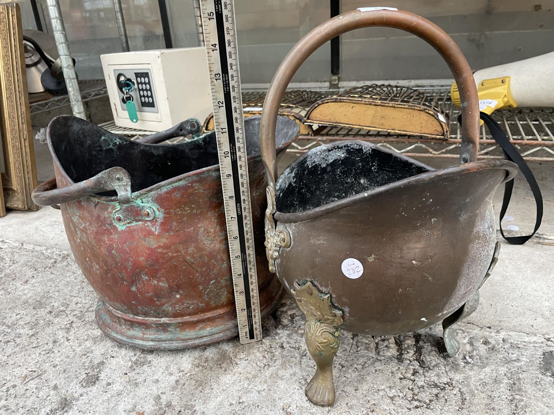 TWO VINTAGE COPPER COAL BUCKETS - Image 2 of 3