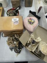 A LARGE COLLECTION OF COSTUME JEWELLERY AND BOXES