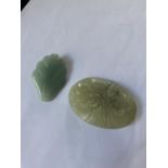 TWO JADE DESIGN BROOCHES