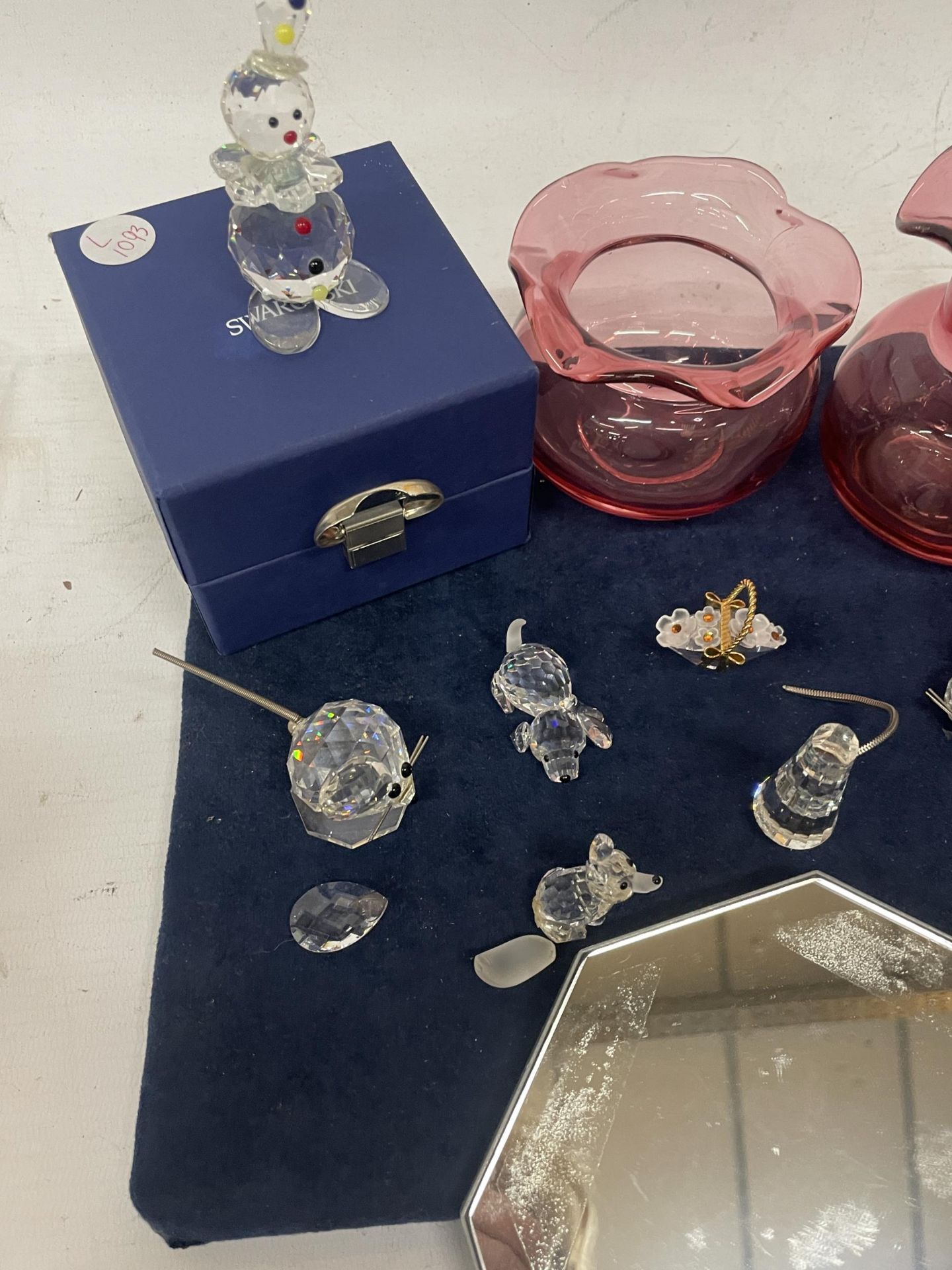 A COLLECTION OF SWAROVSKI CRYSTAL ORNAMENTS, SOME BOXED AND CRANBERRY GLASS ITEMS - Image 2 of 3