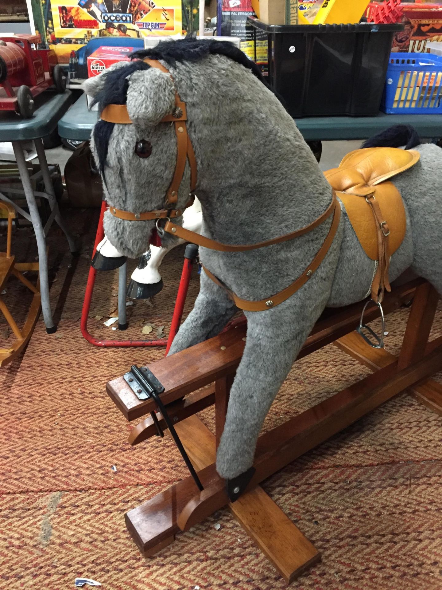 A VINTAGE PEGASUS GREY COLOURED ROCKING HORSE, IN GOOD CONDITION - Image 2 of 4