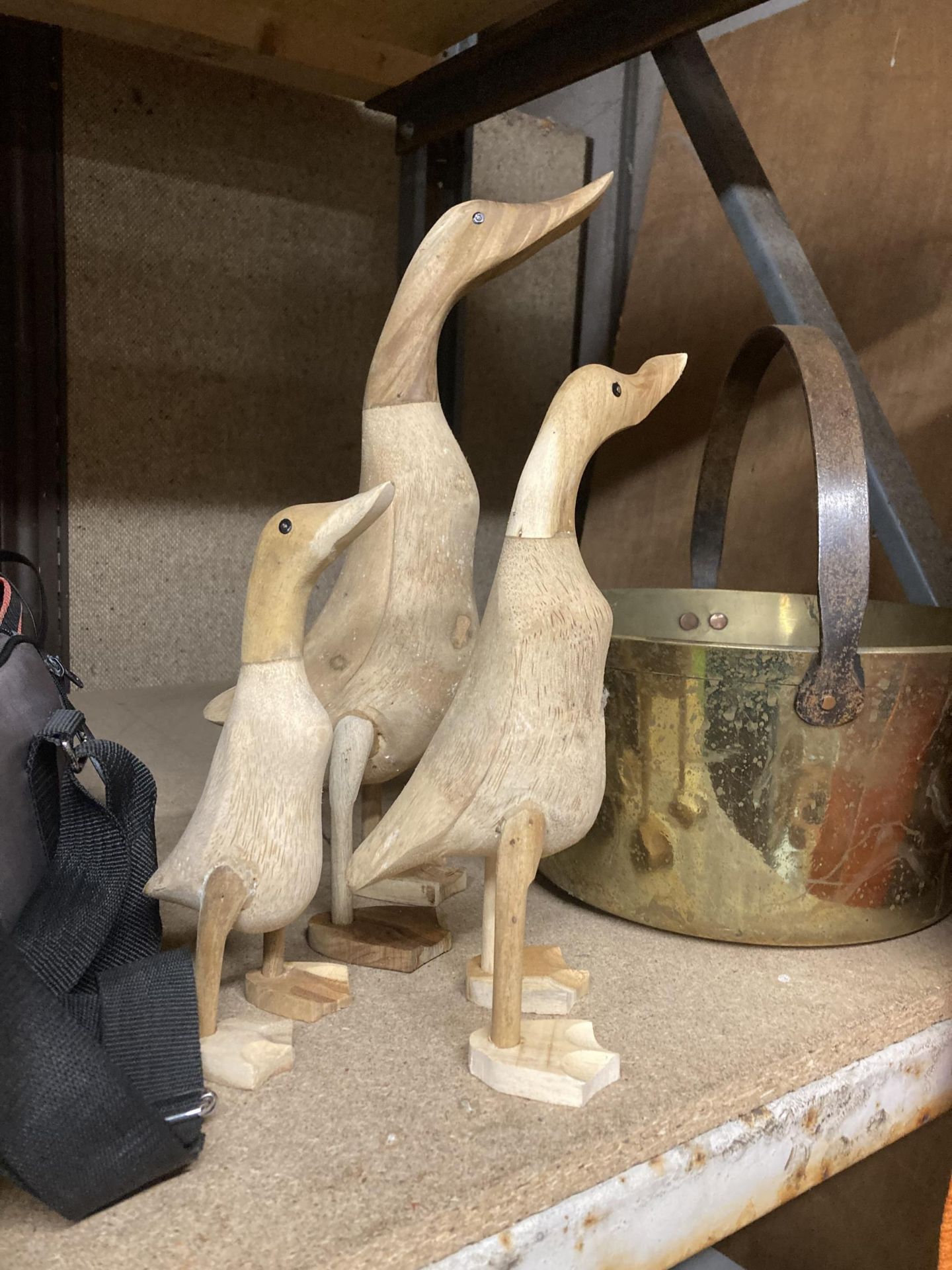 A GROUP OF THREE WOODEN DUCK FIGURES - Image 2 of 3