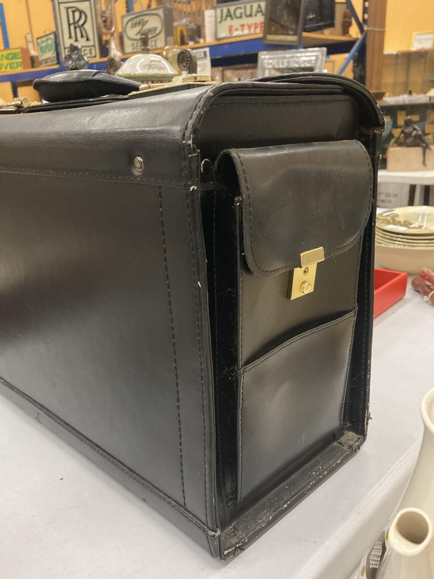 A VINTAGE BLACK SUITCASE WITH CODE LOCKS - Image 3 of 4