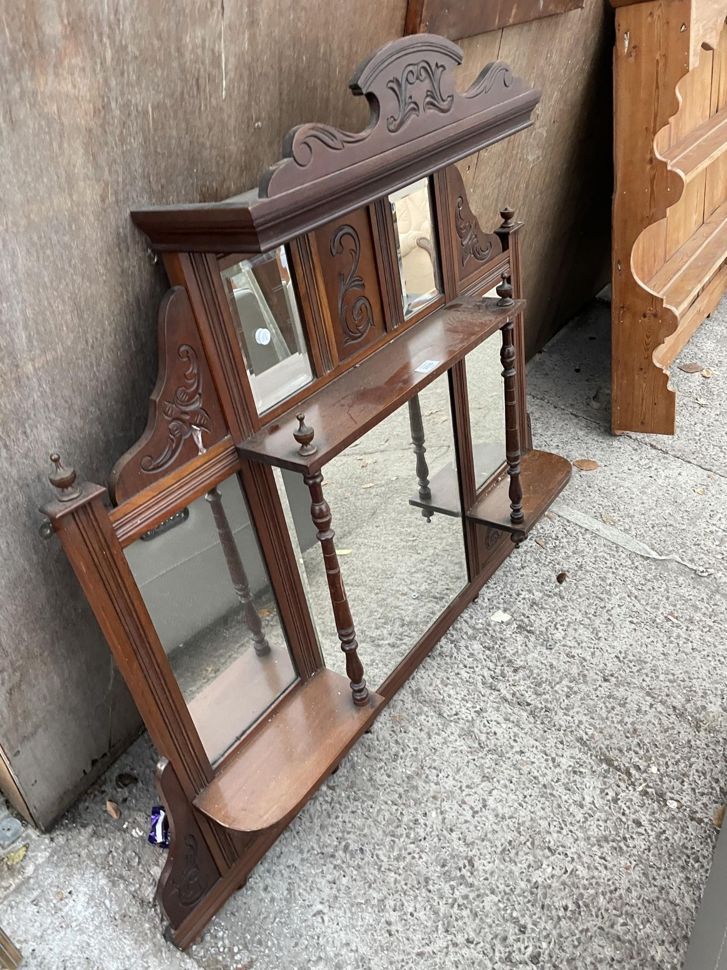 A LATE VICTORIAN MAHOGANY OVERMANTEL MIRROR - Image 2 of 2