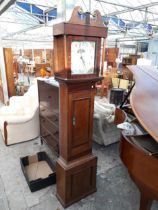 AN OAK AND CROSSBANDED THIRTY-HOUR LONGCASE CLOCK WITH SQUARE ENAMEL DIAL, SPURRIER, TEWSBURY