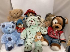 A QUANTITY OF COLLECTABLE TEDDY BEARS TO INCLUDE A MARKS AND SPENCERS PADDINGTON, NODDY, POSH