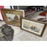 A GILT FRAMED CRESWICK BOYDELL RCA WATERCOLOUR AND A T. LEES FLOWER WATERCOLOUR