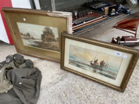 A GILT FRAMED CRESWICK BOYDELL RCA WATERCOLOUR AND A T. LEES FLOWER WATERCOLOUR