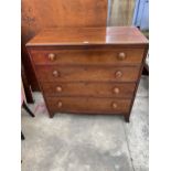 A 19TH CENTURY MAHOGANY CHEST OF FOUR GRADUATED DRAWERS, 41" WIDE