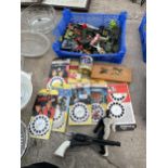 AN ASSORTMENT OF CHILDRENS TOYS TO IBNCLUDE DIE CAST VEHICLES ETC