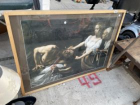 A FRAMED PRINT OF A MEDEVIL SCENE