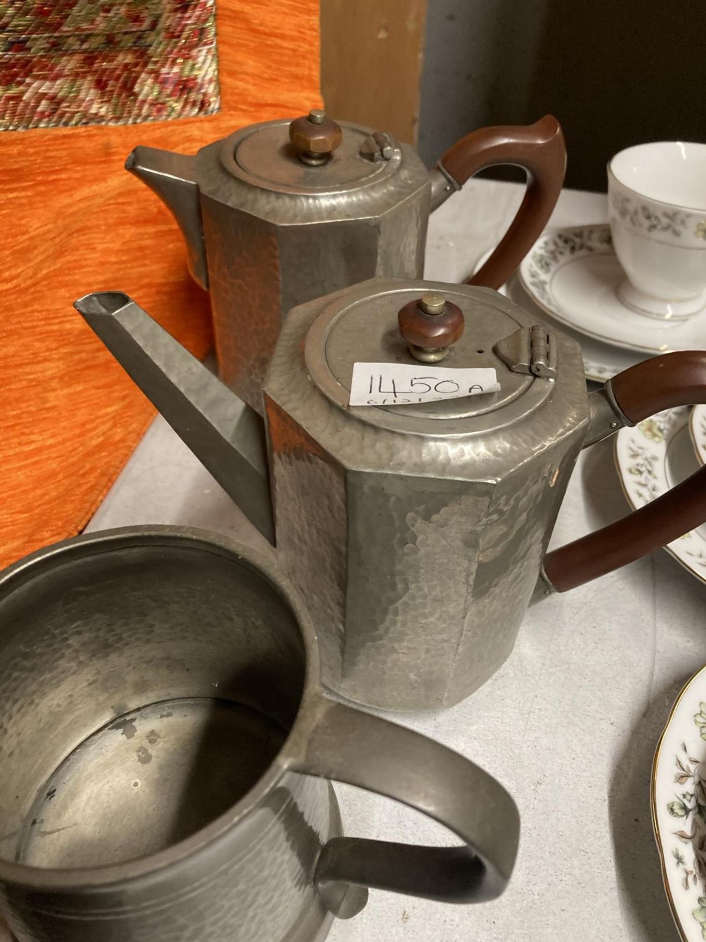 FOUR VINTAGE TUDRIC PEWTER ITEMS - TWO COFFEE POTS AND TWO SUGAR BOWLS, NO. 01650 BY LIBERTY'S OF - Image 2 of 5