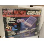 A BOXED SUPER NINTENDO ACTION PACK ENTERTAINMENT SYSTEM