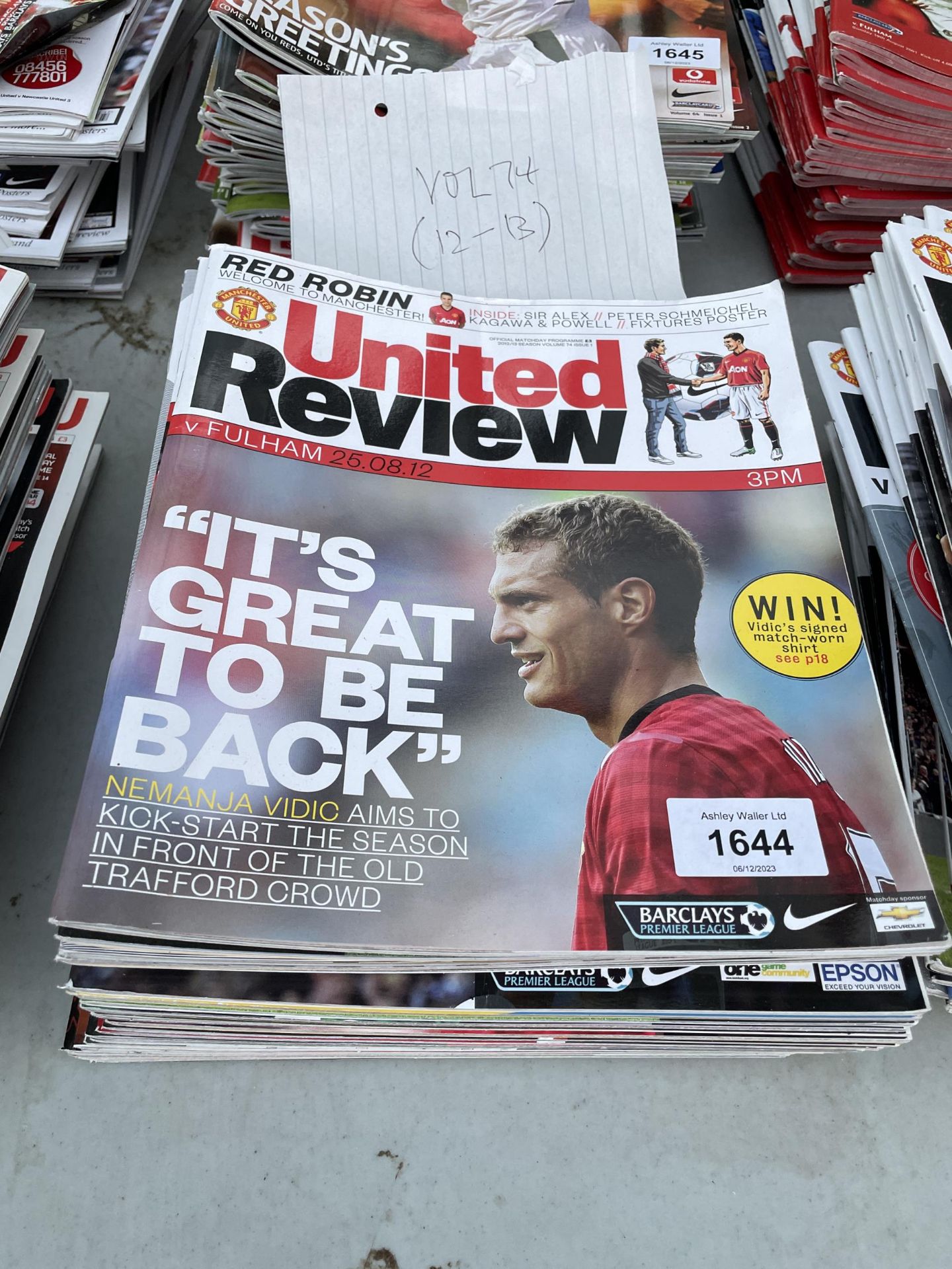 A BELIEVED COMPLETE SET OF MANCHESTER UNITED PROGRAMMES FROM THE 2012-2013 SEASON