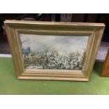 A GILT FRAMED DUTCH PRINT, 'WINTERSCENE' BY H AVERCAMP, 71CM X 54CM