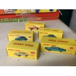 FIVE ATLAS DINKY DIE-CAST VEHICLES TO INCLUDE 182 PORSCHE 356A COUPE, 191 DODGE ROYAL SEDAN, 181