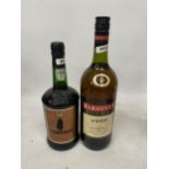 TWO BOTTLES - 75CL SANDEMAN PORT AND 1L BARDINET VSOP