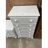 A PAINTED WHITE CHEST OF FIVE DRAWERS